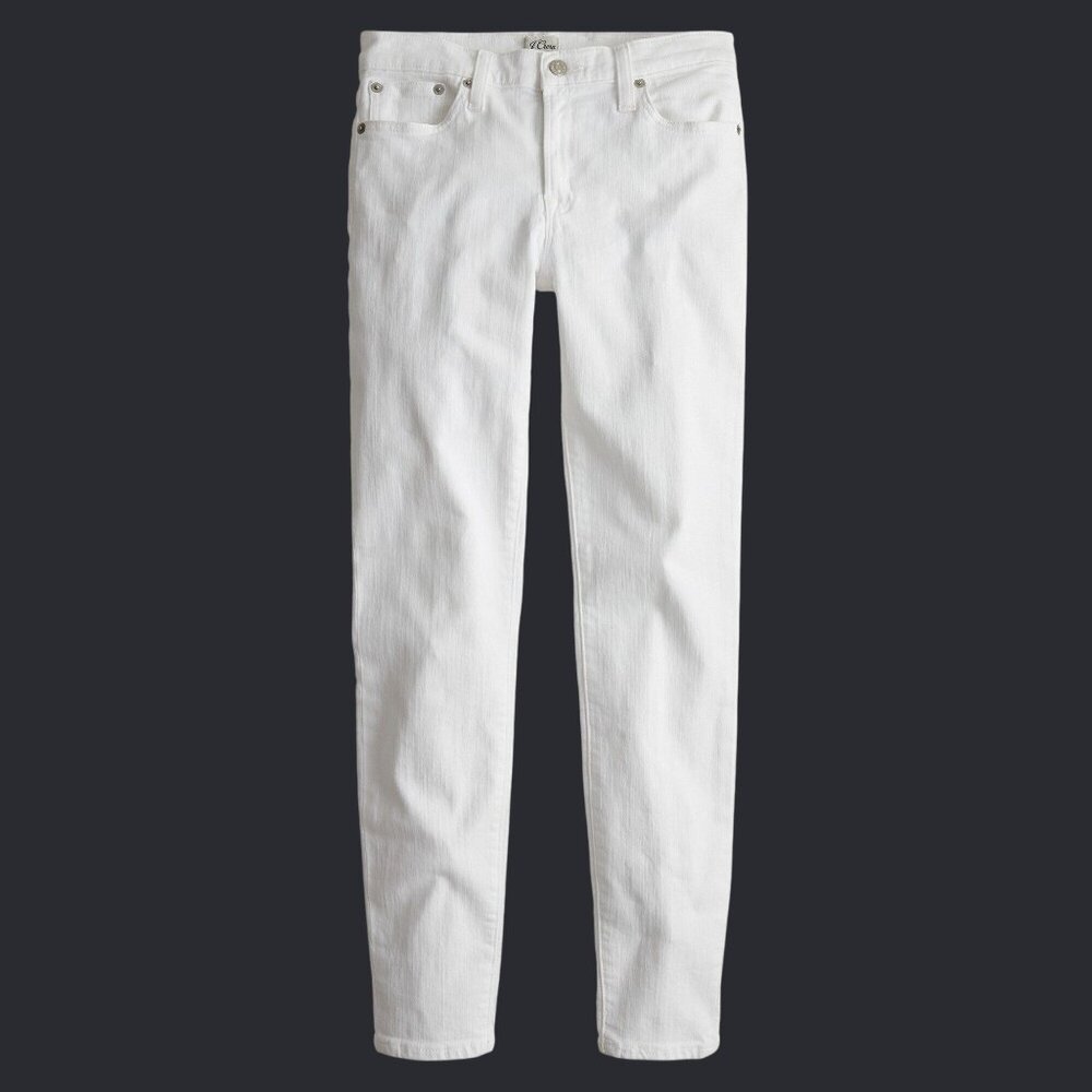 J. Crew 8" Toothpick Jean Women 26 White Boho Minimalist Crisp Classic Basic NWD